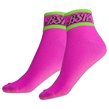 Picture of BSK Short Cuff Neon High Visibility Pink and Green Cycling Socks